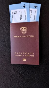 Colombia passport, visa for international travel and vacation. Colombian passport as a background for your design