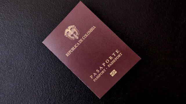 Colombia passport, visa for international travel and vacation. Colombian passport as a background for your design
