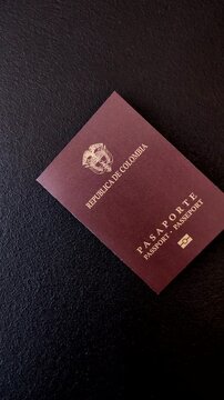 Colombia passport, visa for international travel and vacation. Colombian passport as a background for your design