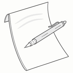 Naklejka premium Paper and Ballpoint Pen Flat Illustration for Writing Concept