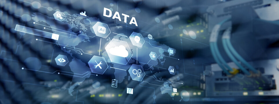 Cloud server and computing, data storage and processing on server background - Powered by Adobe