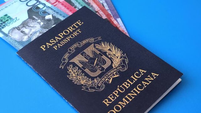Dominican republic passport, visa for international travel and vacation. Dominican passport as a background for your design