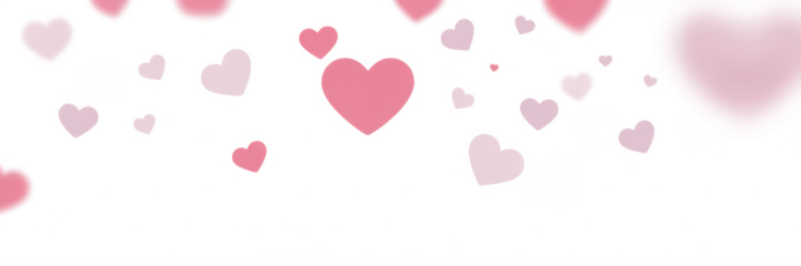 Pink hearts illustration on a white background - love heart for valentines day background - design banner 
