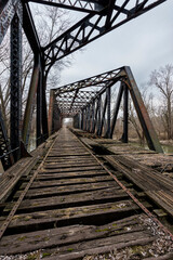 Derelict and abandoned rusty railroad bridge - Wheatland, Pennsylvania