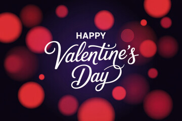 Happy Valentine's Day Celebration Text Over Red Duotone Bokeh Lights Background 
