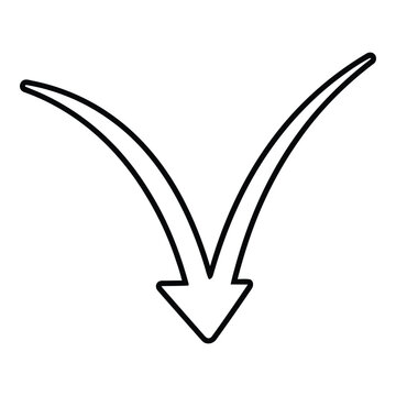 Split Downward Arrow Line Icon, Decision and Direction Choice Vector