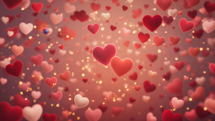 Obraz premium asymmetrical abstract pattern of hearts on valentine background 