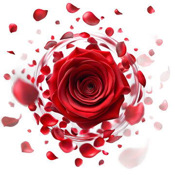 Swirling Vortex of Realistic Red Rose Petals in Motion