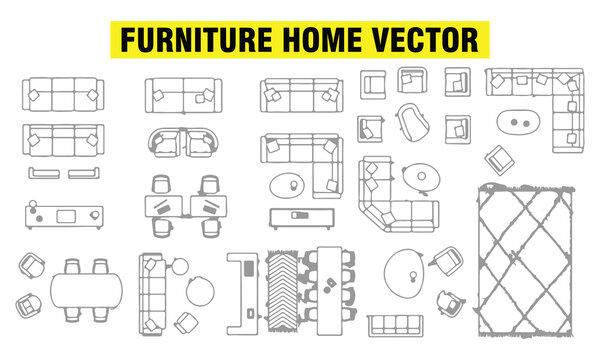 Furniture Home Vector | Modern Interior Design Outline Icons and Home D&eacute;cor Elements
