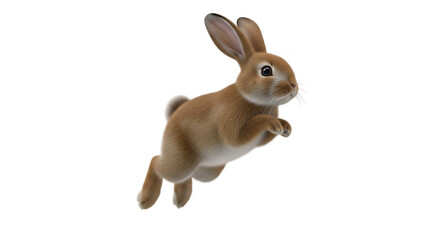 Fototapeta premium Easter day bunny isolated on transparent background cute brown rabbit