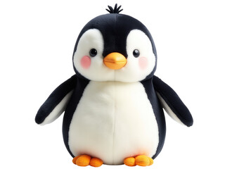 Obraz premium A cute stuffed penguin sitting on a clean white surface, ready for display or use in your project