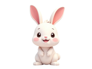 Fototapeta premium A small white bunny sits up on its hind legs