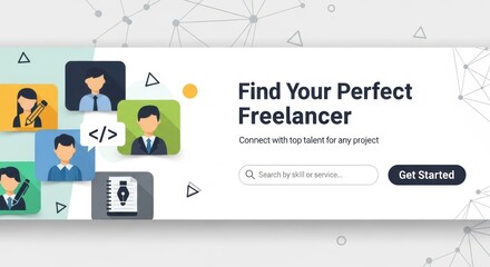 Find Your Perfect Freelancer Landing Page - Business and Technology Concept