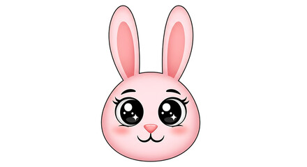 Obraz premium Easter day pink bunny face isolated on transparent background for greeting cards