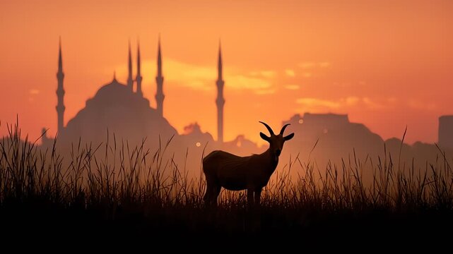 Goat Silhouette Blue Mosque Istanbul Sunset Dusk Religion Wildlife