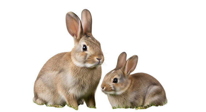 Easter day bunny friends isolated on transparent background