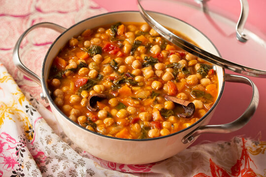 Pot of  Moroccan Spiced Chickpea  Stew