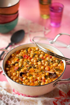 Pot of  Moroccan Spiced Chickpea  Stew