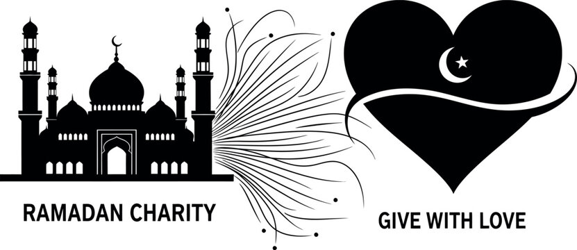 Islamic holy month Ramadan charity and generous giving with love symbol vector graphic illustration