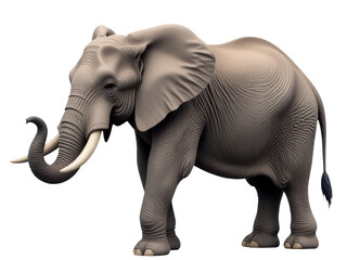Obraz premium An elephant with long tusks standing on a white surface