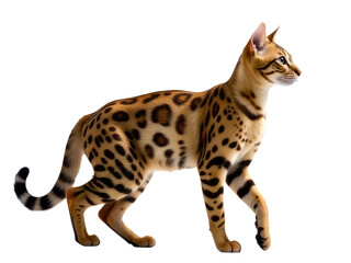 A cat walks on a white surface