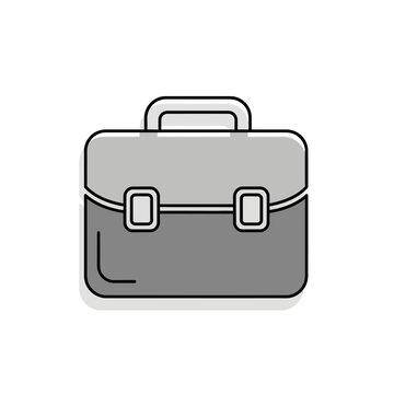Outline Business Briefcase or Portfolio Bag Vector Illustration in Gray Monochromatic Style
