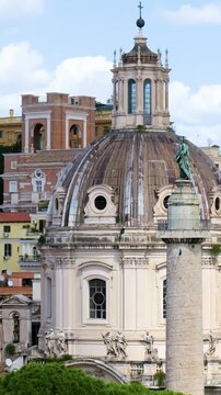 dome chiesa del santissimo nome di maria al foro traiano trajan's column prominent landmarks rome architectural historic structures roman architecture cultural heritage urban landmark 