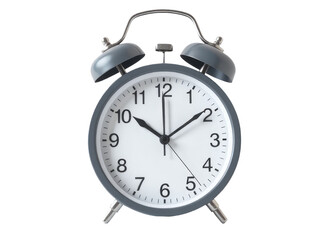 An alarm clock displayed prominently on a clean and minimalist white background