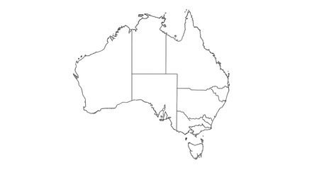 Obraz premium Australia Map Outline with States and Territories, isolated white background.