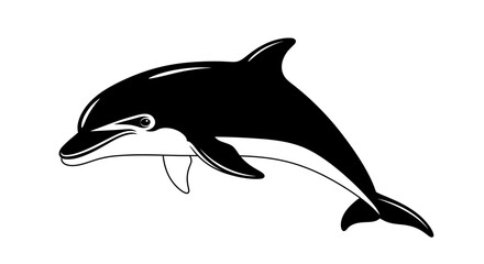 Obraz premium Black and White Illustration of a Dolphin Jumping Out of the Water