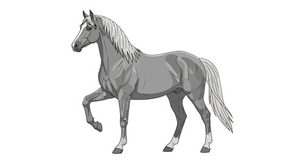 Obraz premium A dynamic illustration of a horse in motion, showcasing its elegance and power from a side viewpoint.