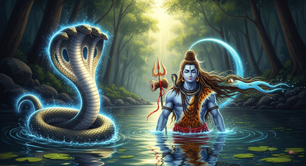 Shiva with Naga creature.