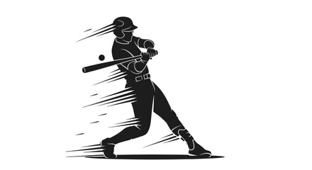 Baseball player hitting a ball with a bat in action. © Khansa505