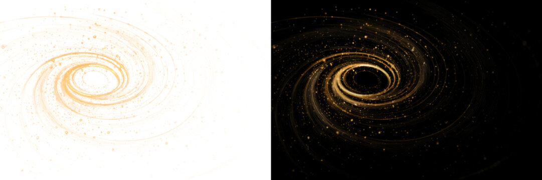 PNG Gold Swirling Light Spiral with Glowing Twirl Effect Isolated on Transparent Background