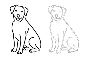 Obraz premium Sitting Dog Line Drawing in Two Styles