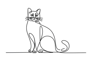 Fototapeta premium Single Line Cat Portrait