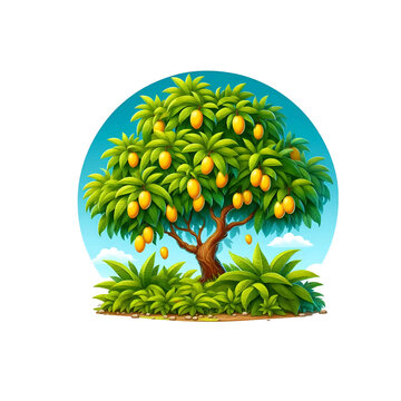 green mango tree with blue sky