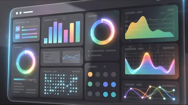 Data Dashboard: A cutting-edge digital interface showcases a wealth of data visualizations, illuminating the insights derived from a dynamic flow of information. 