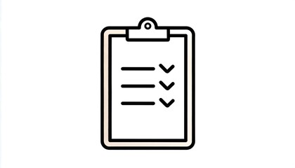 A flat-design clipboard icon with three checked boxes on a white background