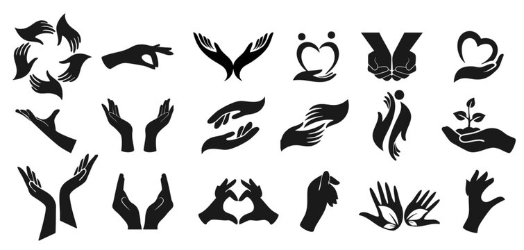 Helping Hands Charity Logo &ndash; Giving & Caring Hands Symbol, Two Hands Collection Vector Design