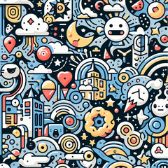 Obraz premium Cartoon vector illustration of various animated images