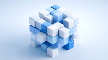 Blue and white cube structure