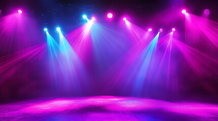 Magical pink and blue lights glowing on stage floor high resolution picture