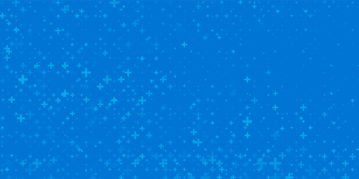 Blue Mathematical Plus Symbols Pattern. Math Design Elements Background. Medical Tech Background. Vector Illustration.