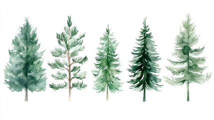 Obraz premium Abstract pine trees in watercolor style for decoration and design in various projects and invitations