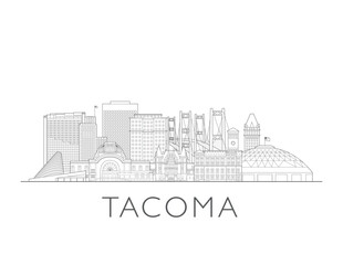 Fototapeta premium Tacoma Washington cityscape illustration skyline drawing