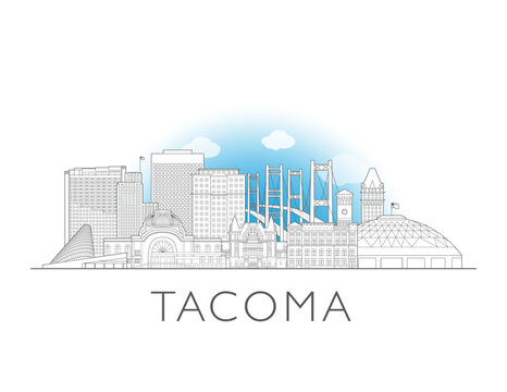 Tacoma Washington cityscape illustration skyline drawing