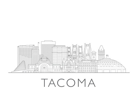 Tacoma Washington cityscape illustration skyline drawing