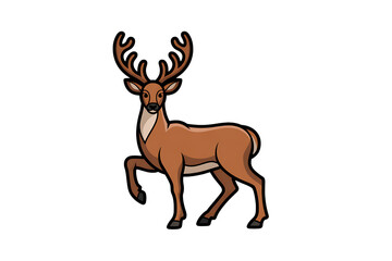 Obraz premium Cartoon illustration of a brown deer with antlers