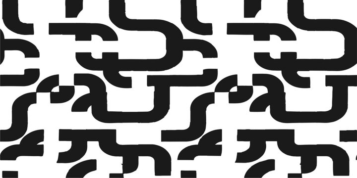 Seamless vector pattern design featuring a black pipe symbol in a square texture element for a creative business wallpaper backdrop or puzzle concept illustration